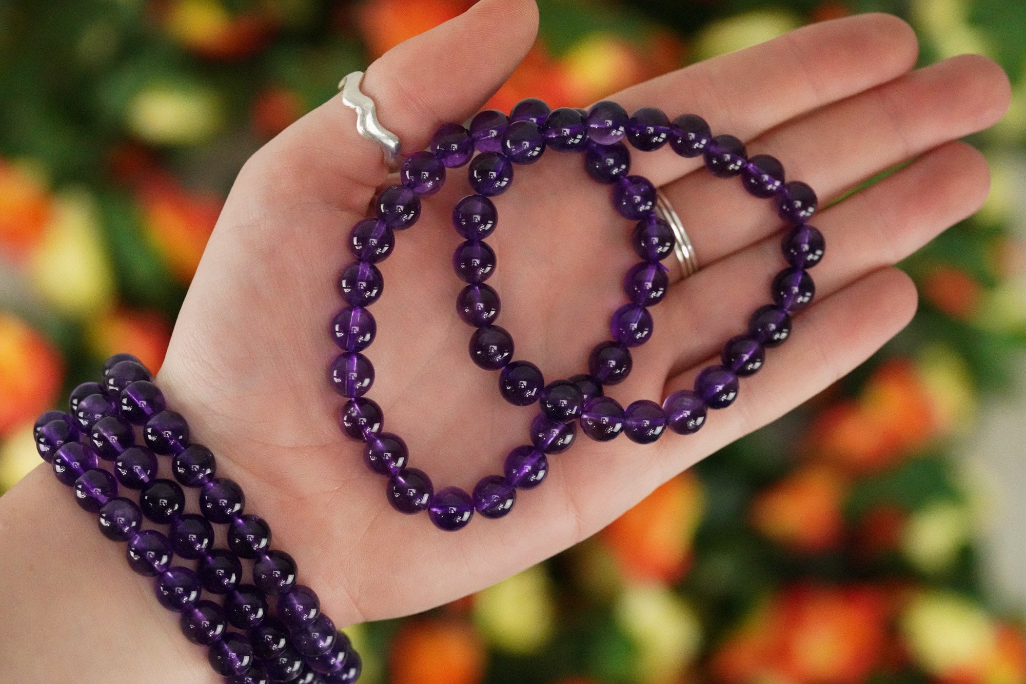Amethyst 8mm beads Crystal Bracelet