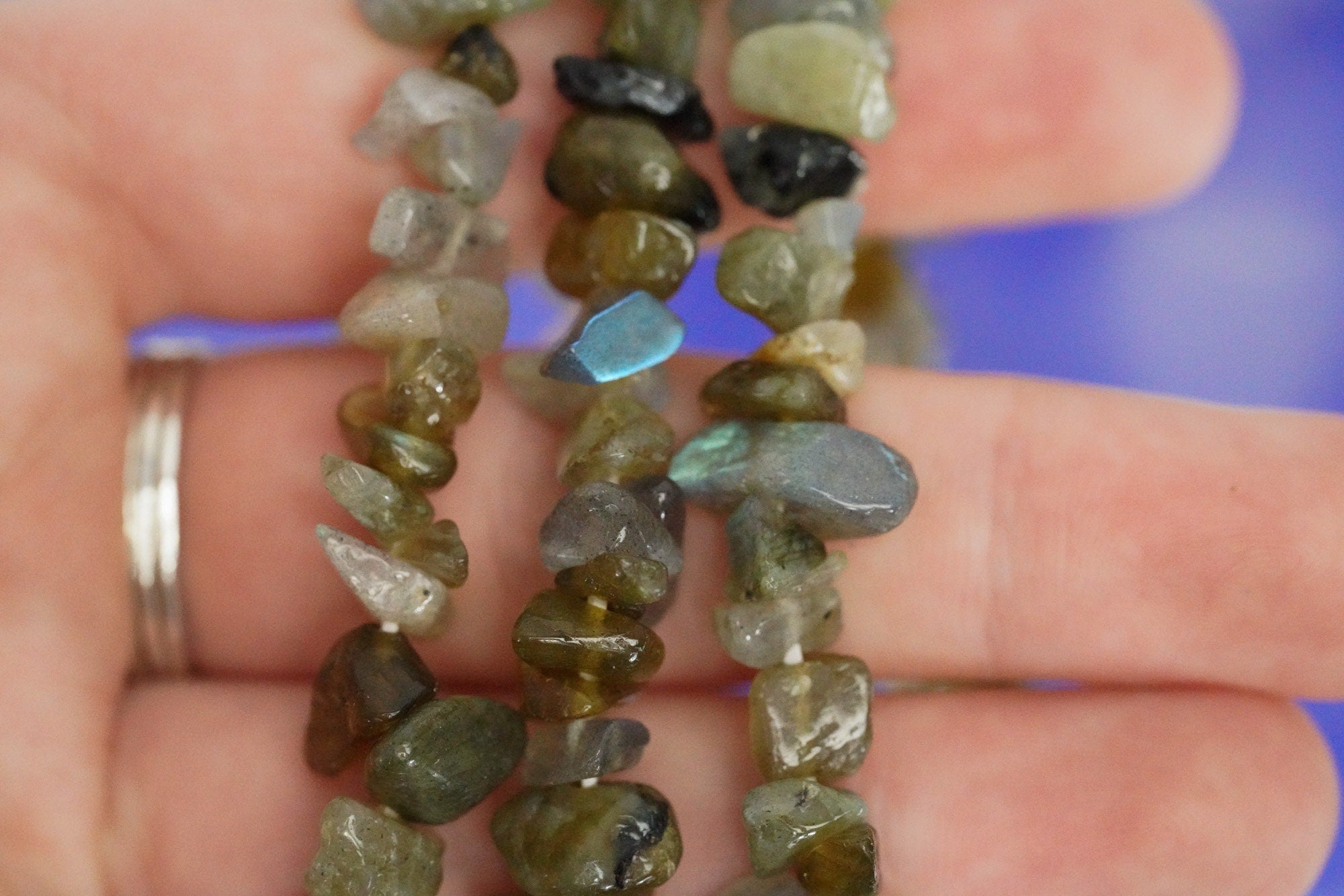 Labradorite Tumbled Stone Crystal Chip Bracelet