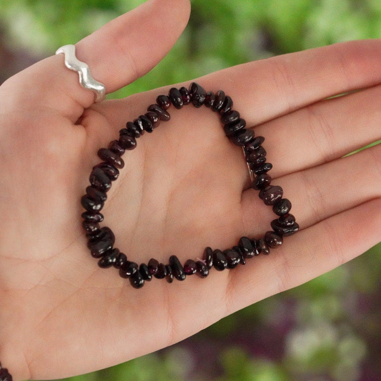Garnet Tumbled Stone Crystal Chip Bracelet