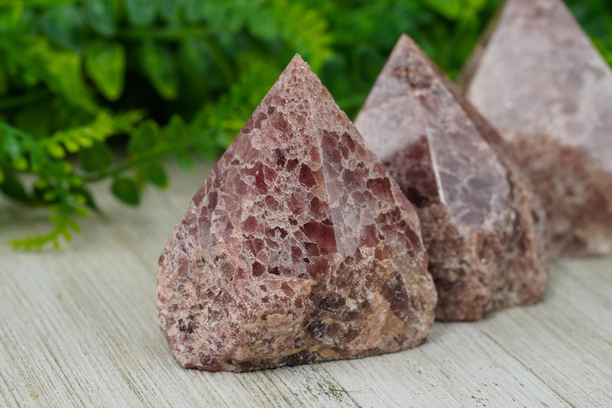 Large Raw Strawberry Quartz Polished Crystal Point
