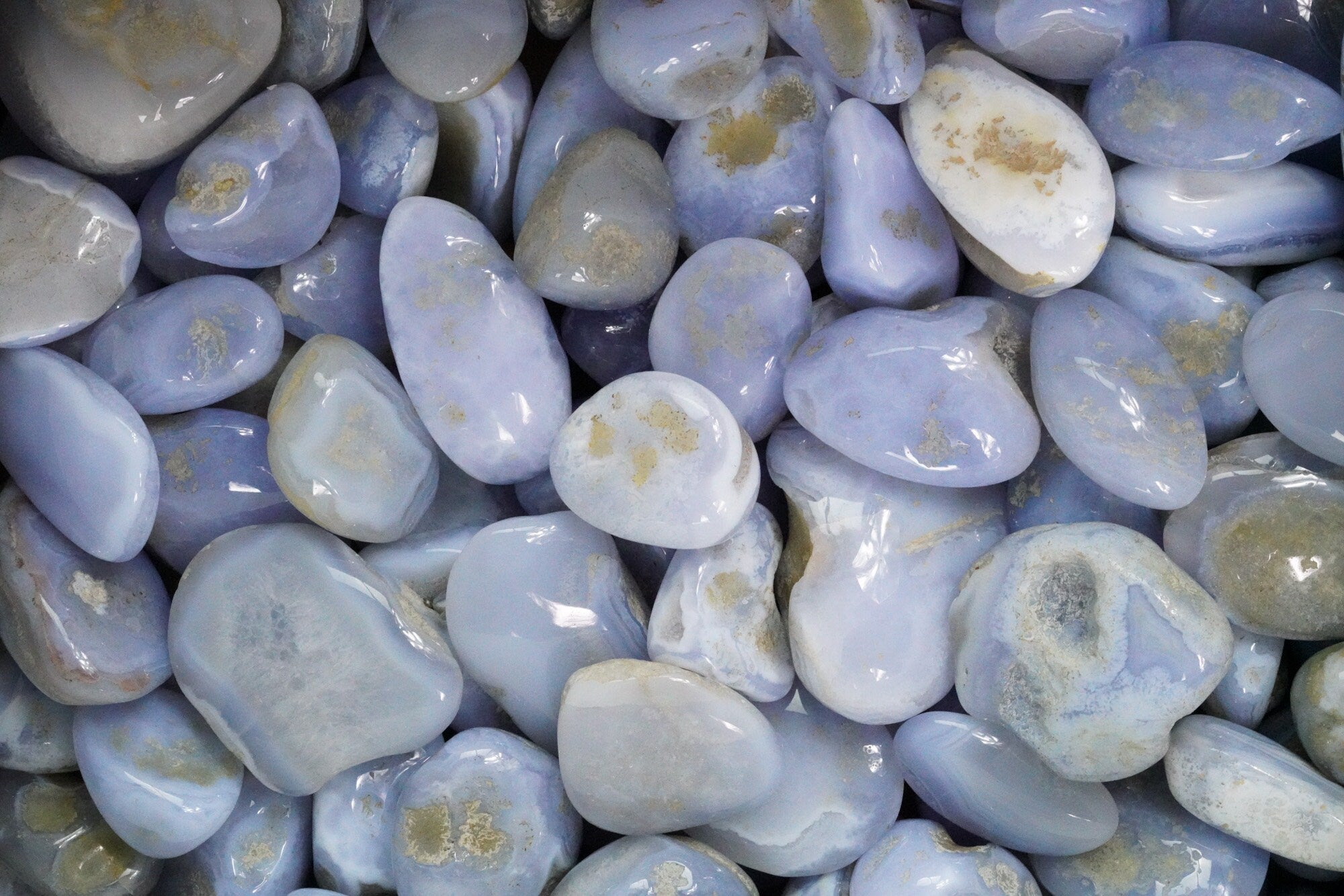 Blue Lace Agate Large Tumbled Stone B Grade