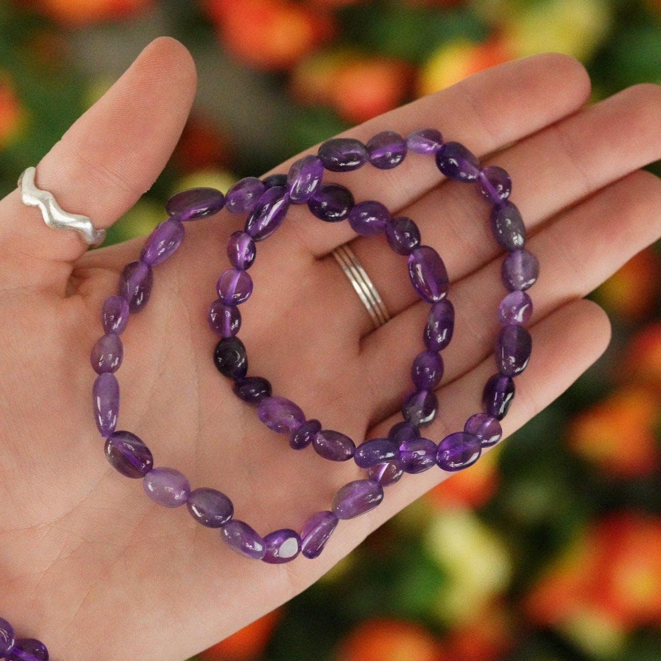 Amethyst Tumbled Stone Bracelet