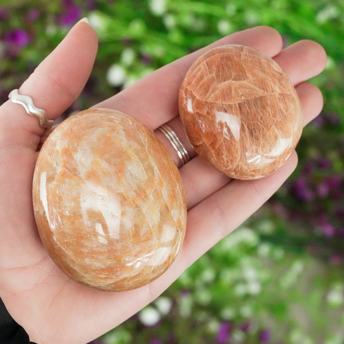 Orange moonstone Palm Stone