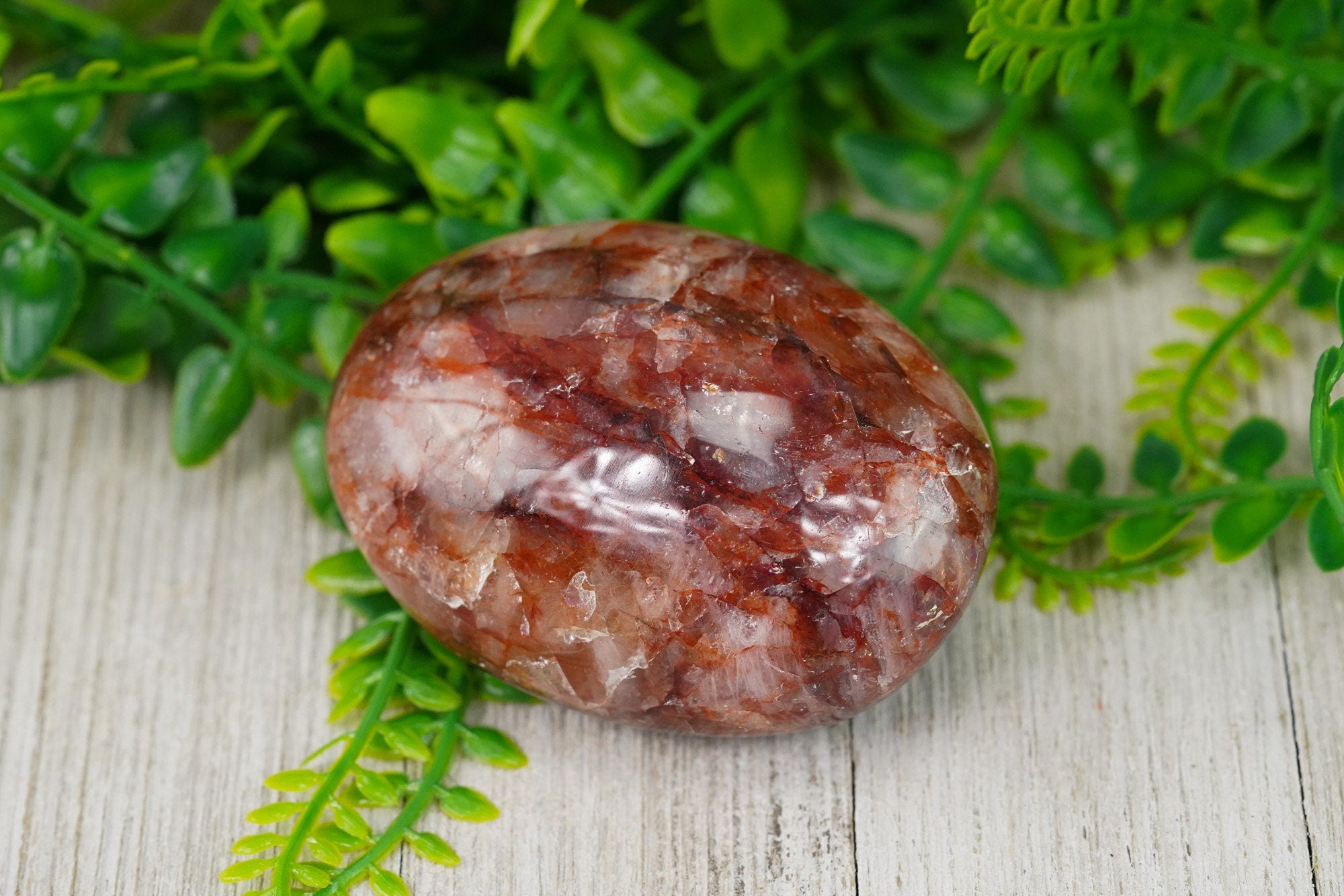 Red Hematoid Quartz Crystal Palm stone
