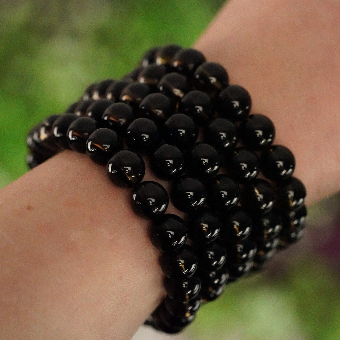 Smoky Quartz Bracelet 8mm Round Beads