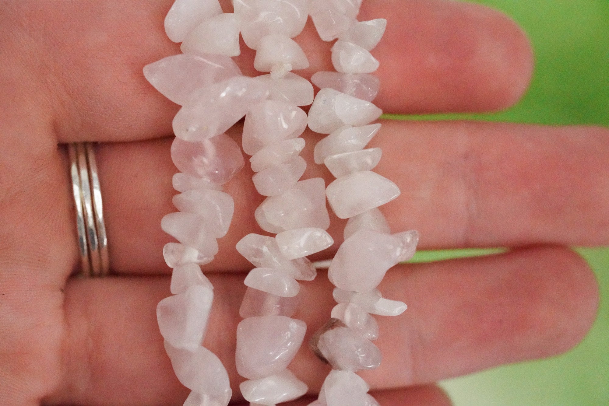 Rose Quartz Tumbled Stone Crystal Chip Bracelet