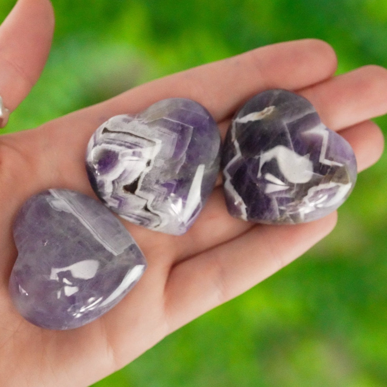 Large Chevron Amethyst Crystal Heart
