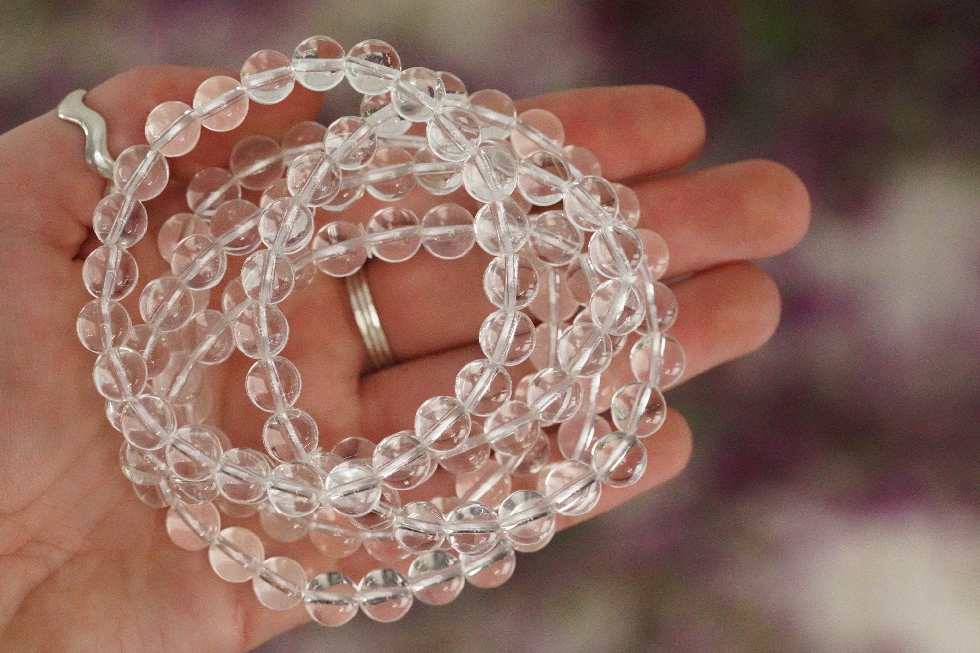 Clear Quartz 8mm beads Stone Crystal Bracelet