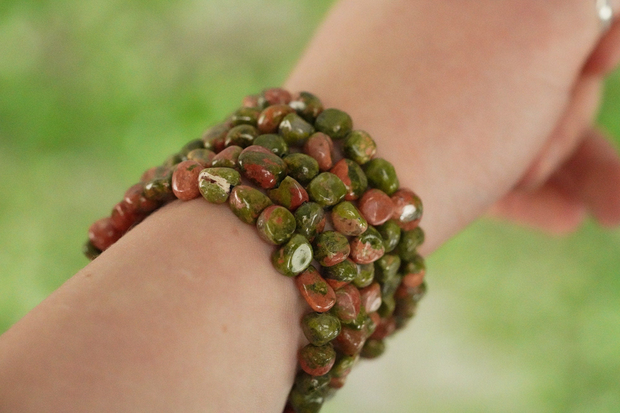 Unakite Tumbled Stone Bracelet
