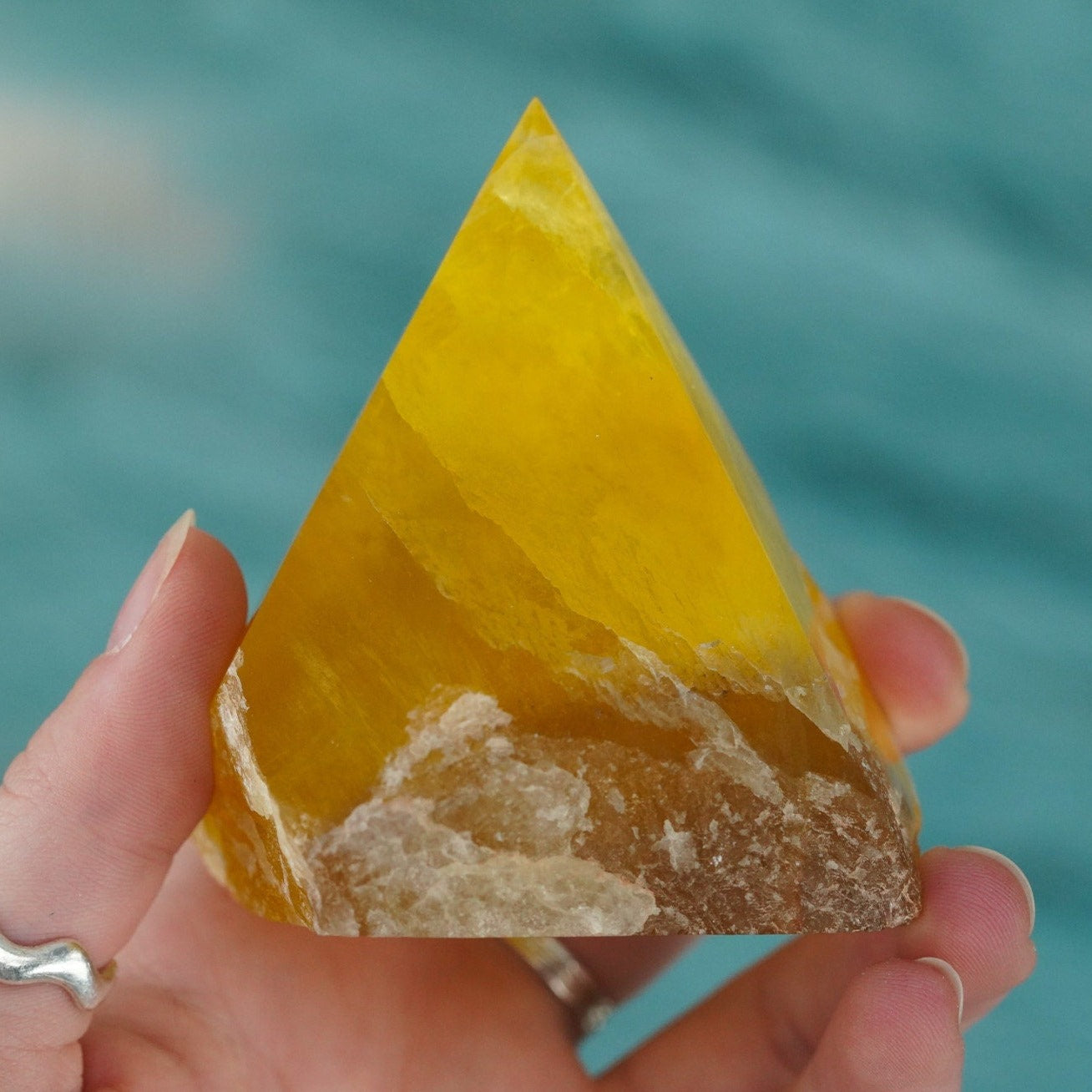 Large Raw Yellow Fluorite Polished Crystal Point