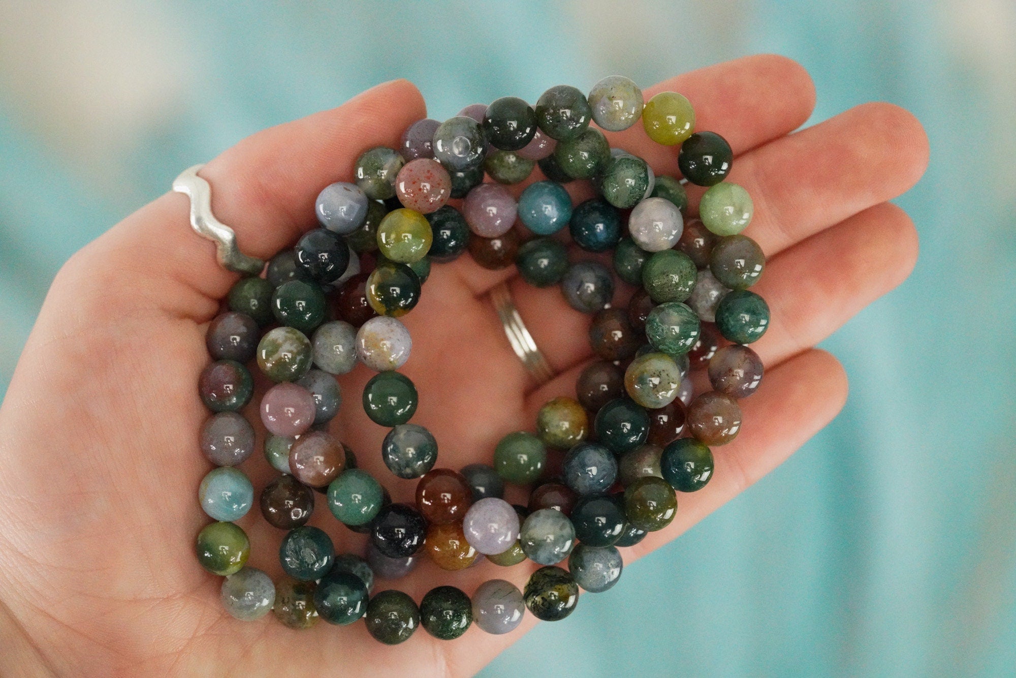 India Agate 8mm beads Stone Crystal Bracelet