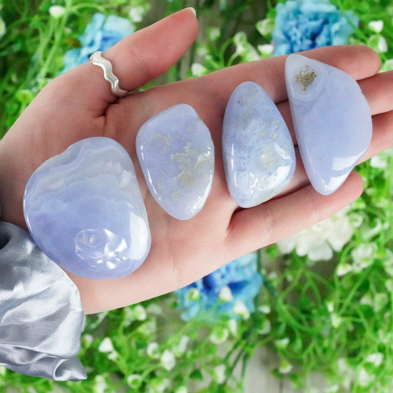 Blue Lace Agate Large Tumbled Stone B Grade