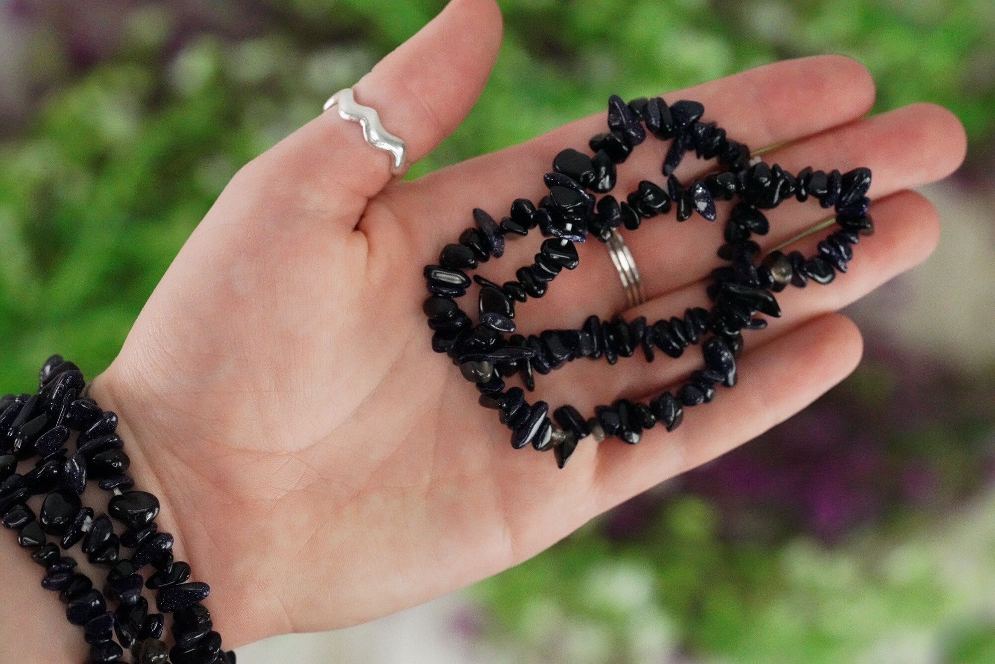 Blue Sandstone Tumbled Stone Crystal Chip Bracelet