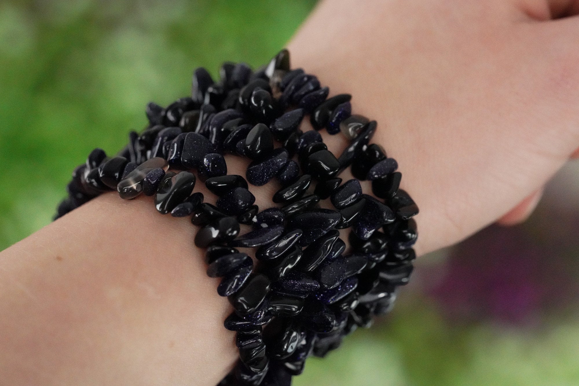 Blue Sandstone Tumbled Stone Crystal Chip Bracelet