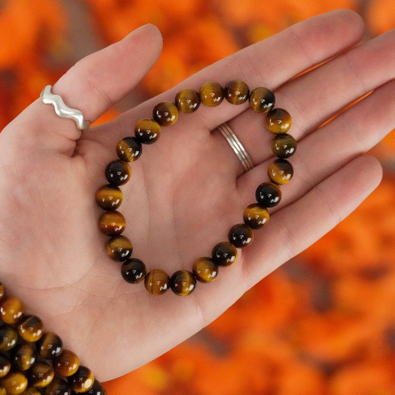 Tigers Eye 8mm beads Stone Crystal Bracelet