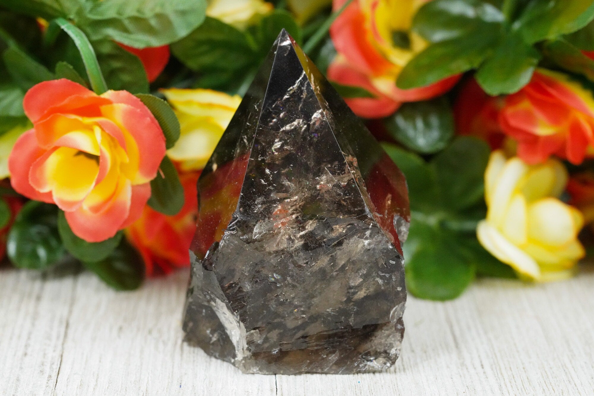 Large Raw Smoky Quartz Polished Crystal Point