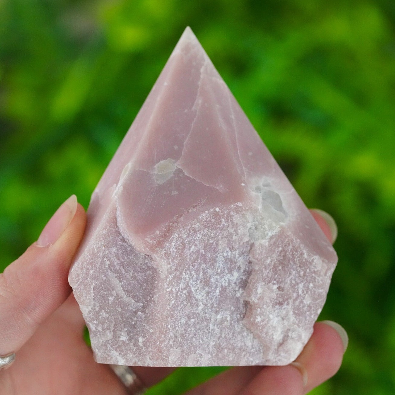 Large Raw Pink Opal Polished Crystal Point