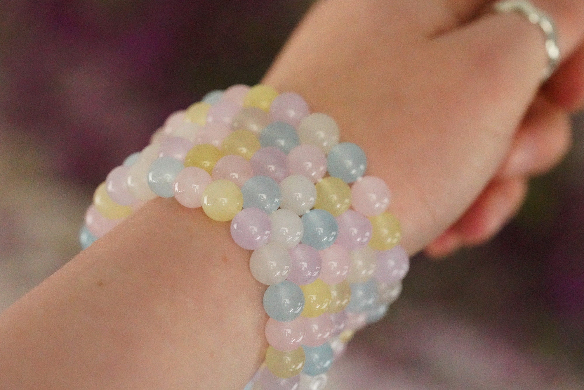 Morganite 8mm beads Stone Crystal Bracelet