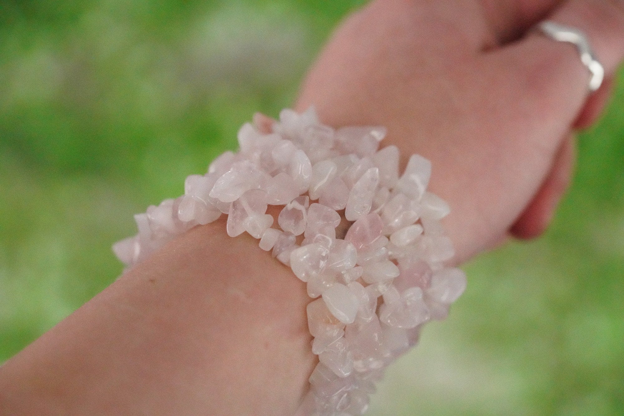 Rose Quartz Tumbled Stone Crystal Chip Bracelet