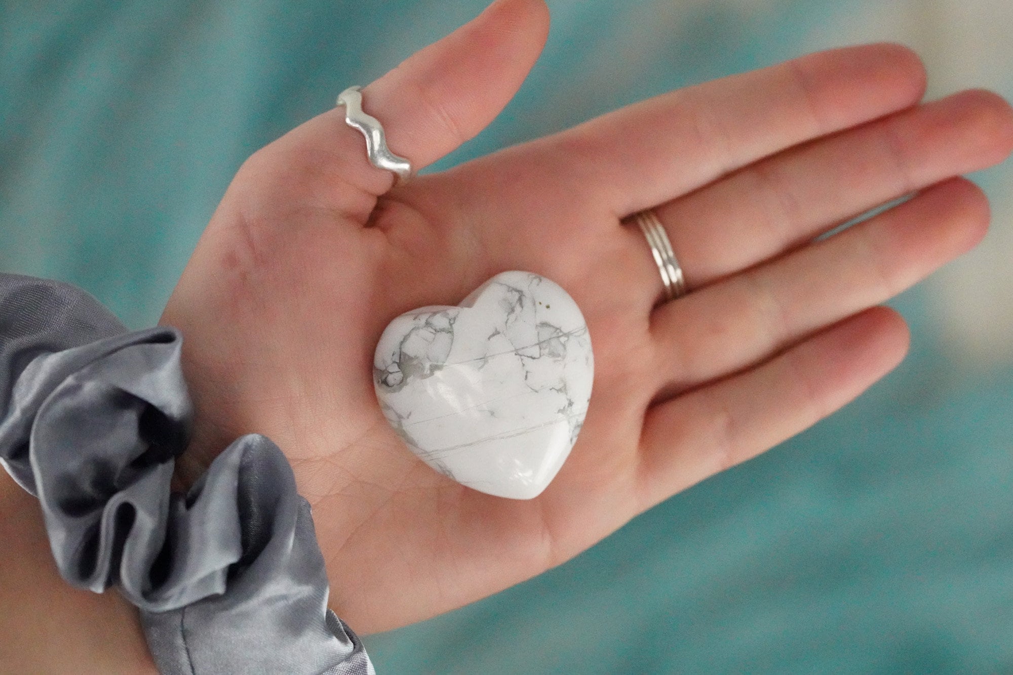 Large White Howlite Crystal Heart