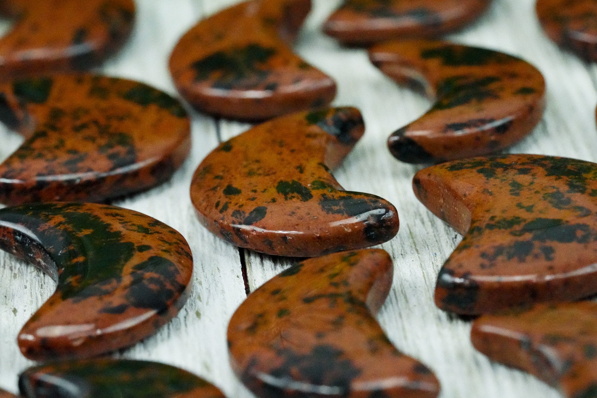 Red Obsidian Crystal Crescent Moon Mahogany Obsidian