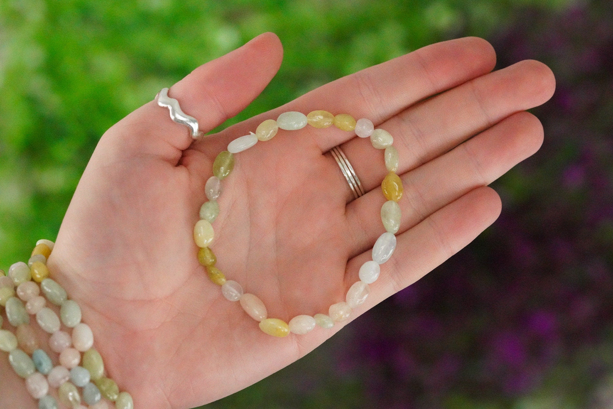 Morganite Tumbled Stone Bracelet