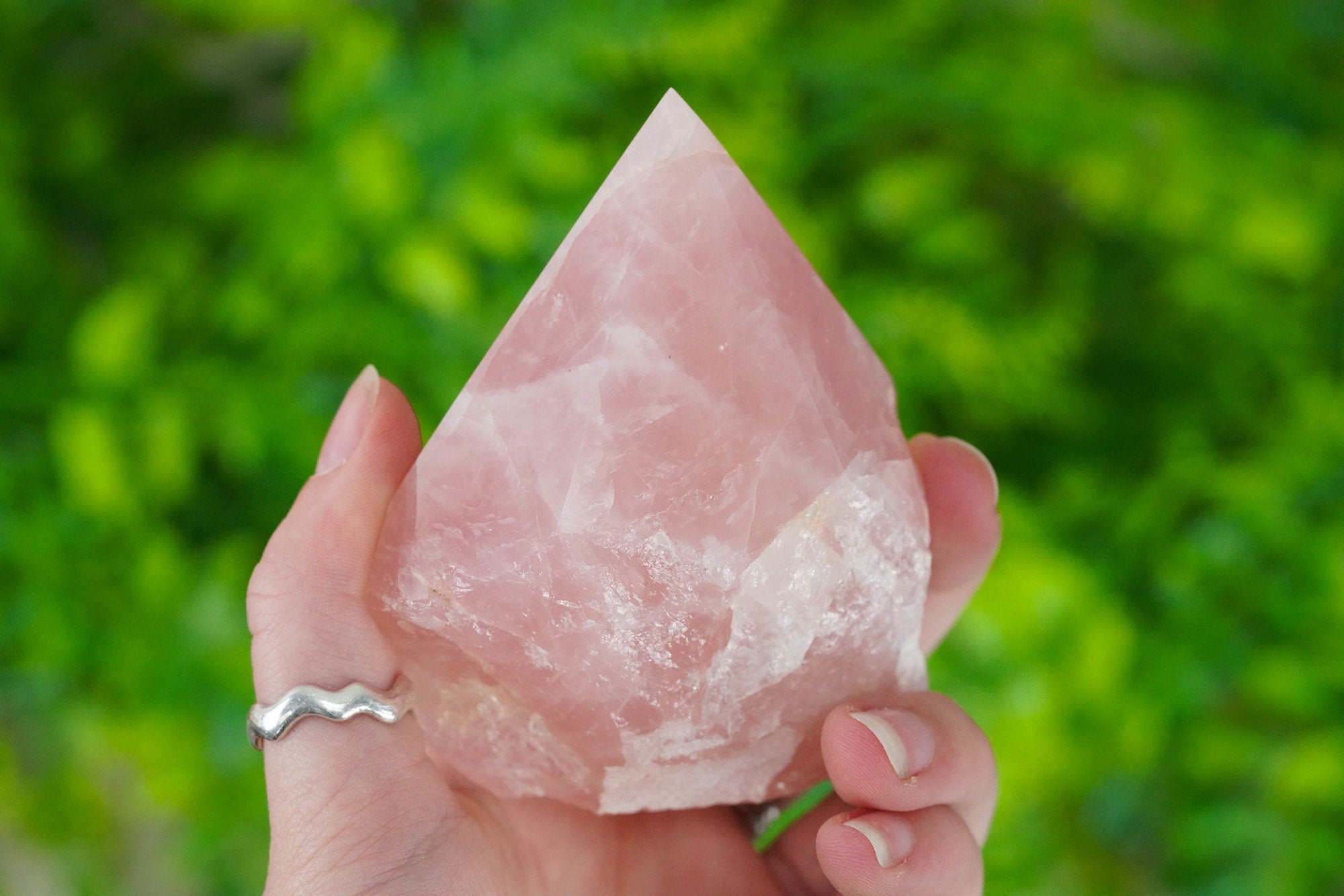 Large Raw Rose Quartz Polished Crystal Point