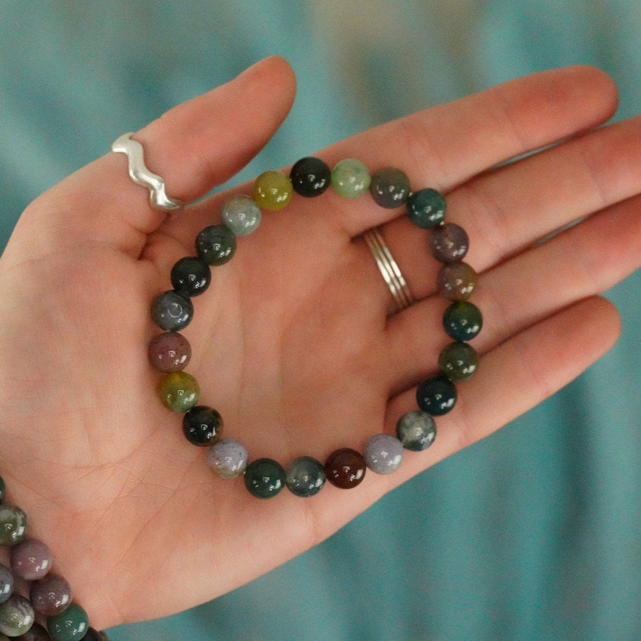 India Agate 8mm beads Stone Crystal Bracelet