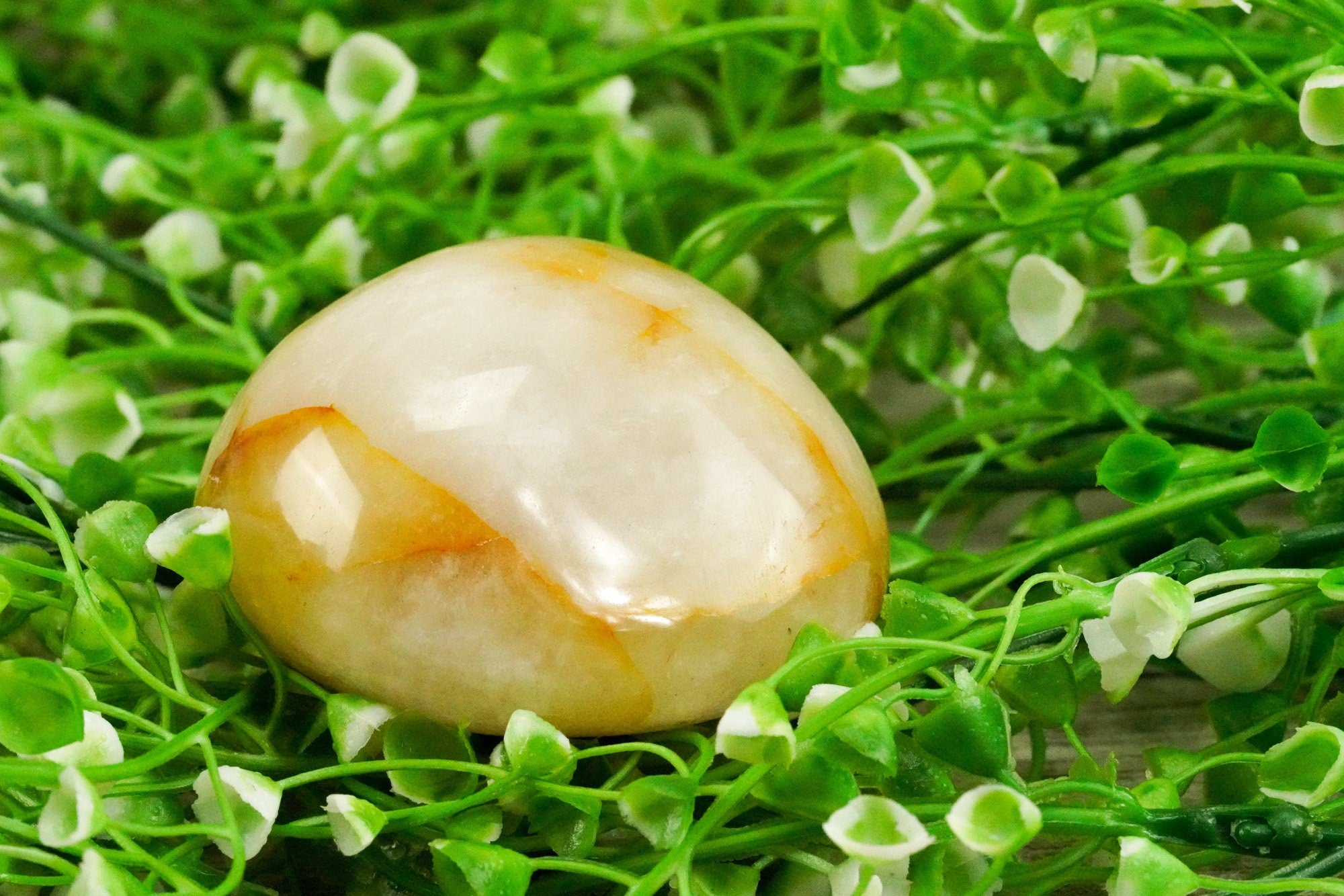 Yellow Hematoid Quartz Palm Stone