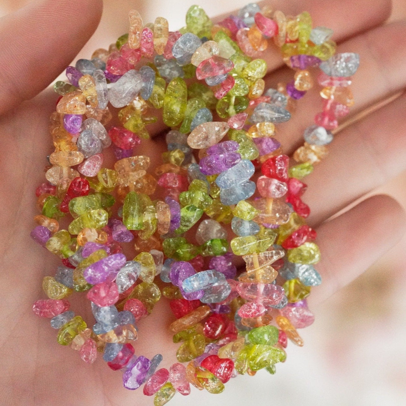 Rainbow Firecracker Crystal Tumbled Gemstone Chips Stone Bracelet