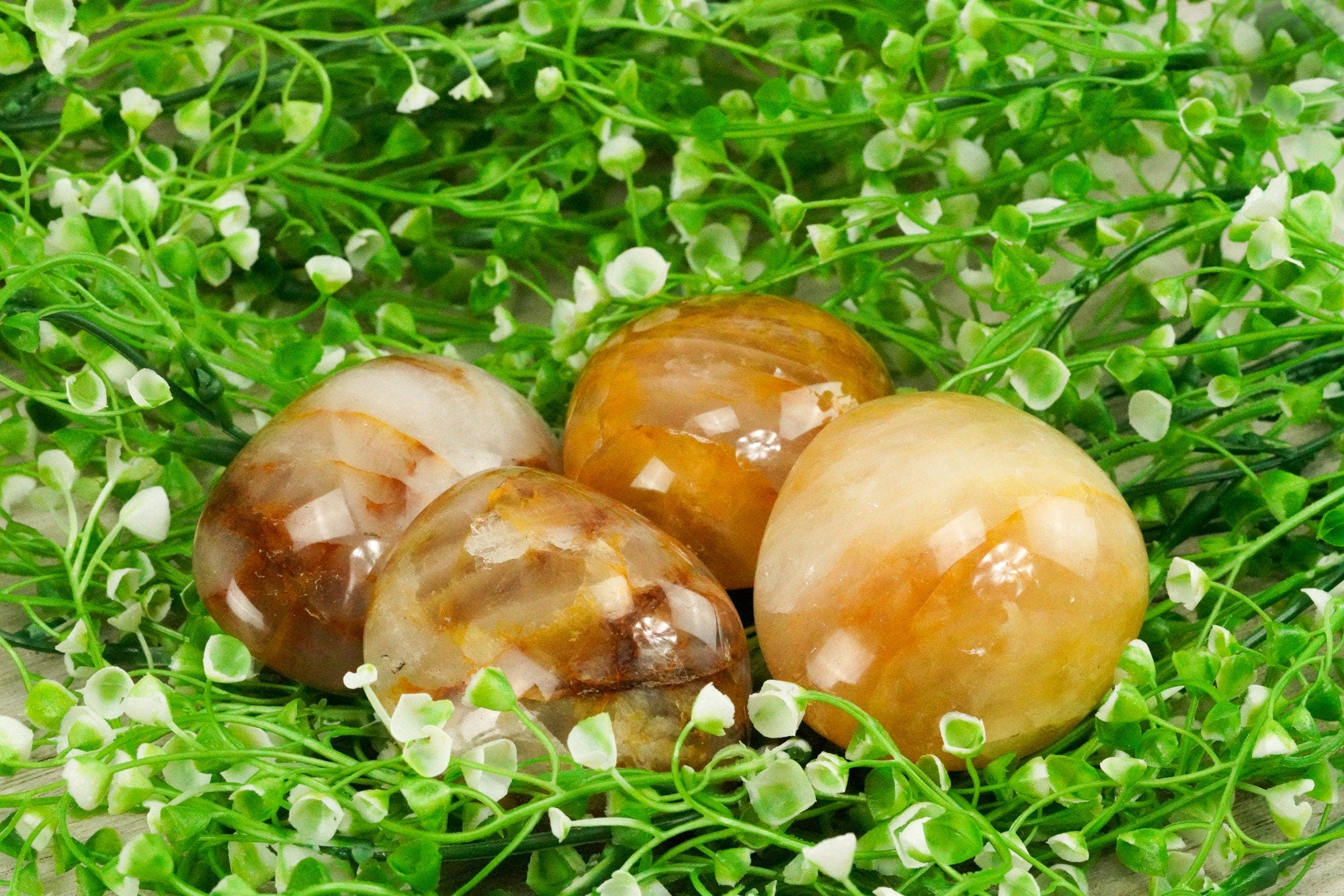 Yellow Hematoid Quartz Palm Stone