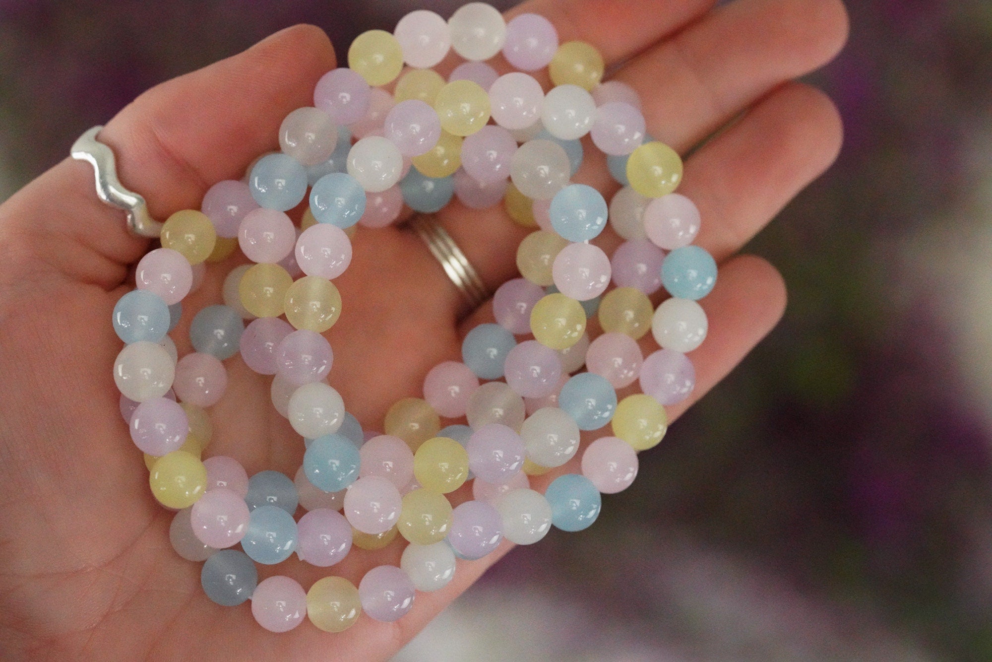 Morganite 8mm beads Stone Crystal Bracelet