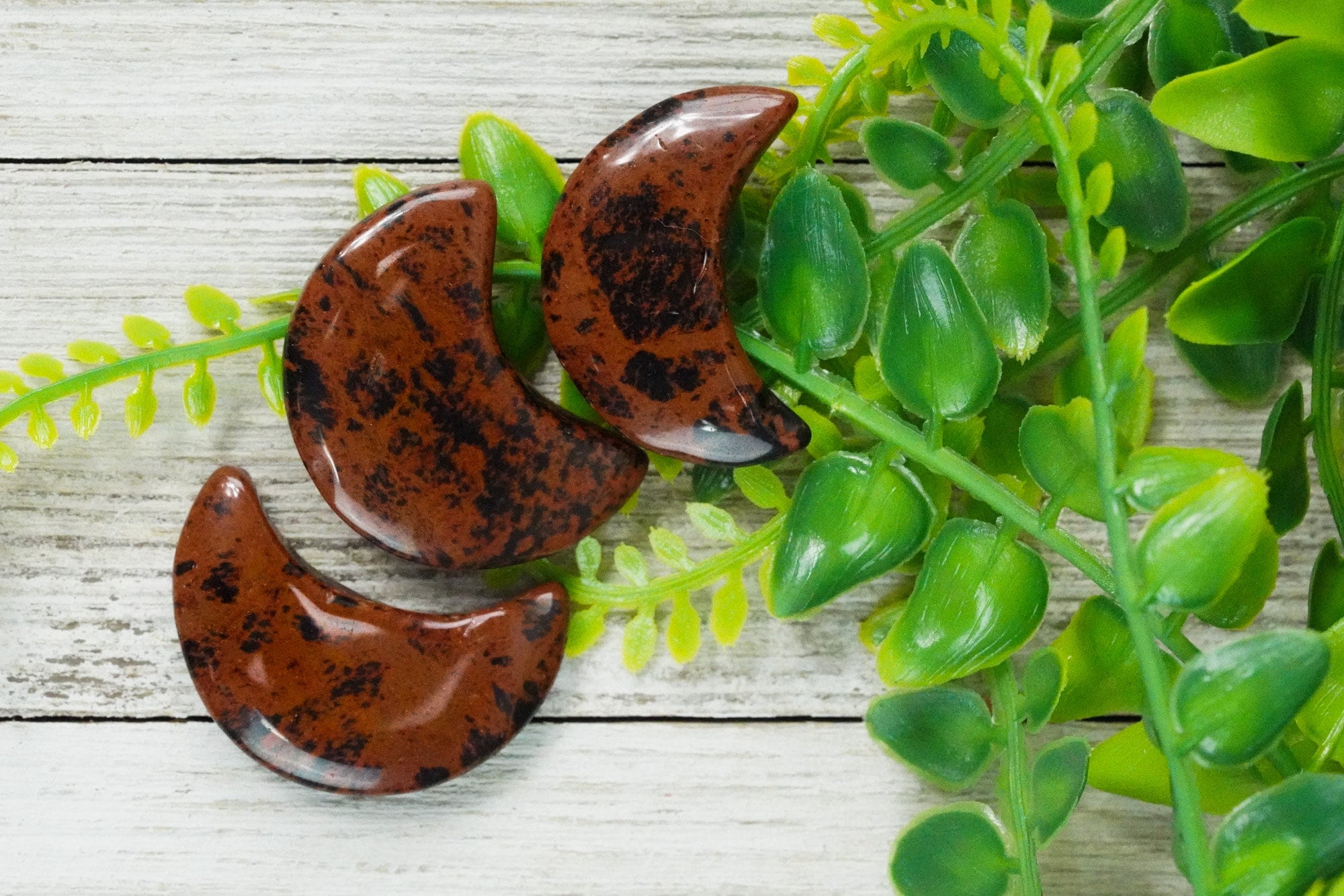 Red Obsidian Crystal Crescent Moon Mahogany Obsidian
