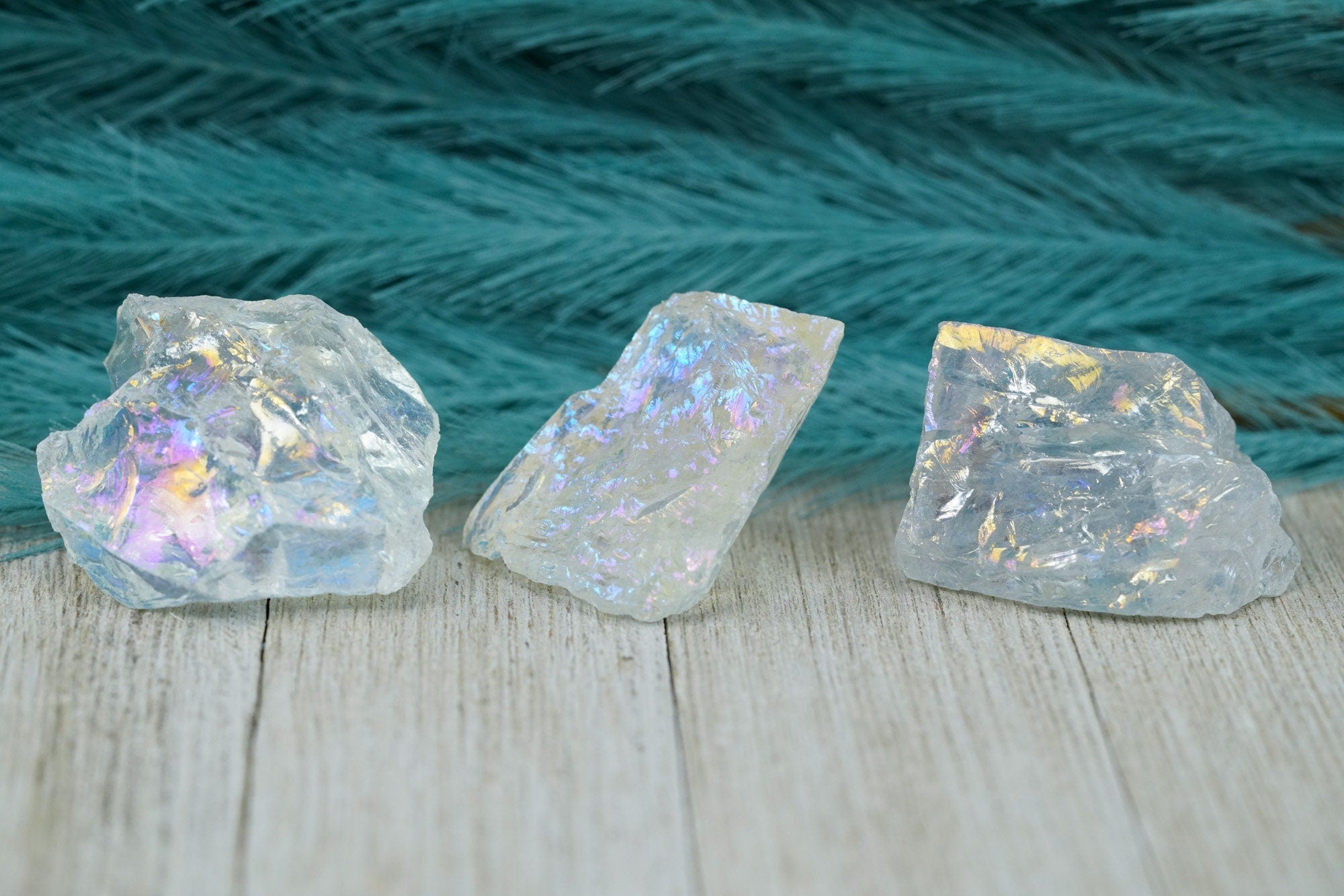 Raw Rainbow Aura Clear Quartz (Rough Angel Aura Quartz)