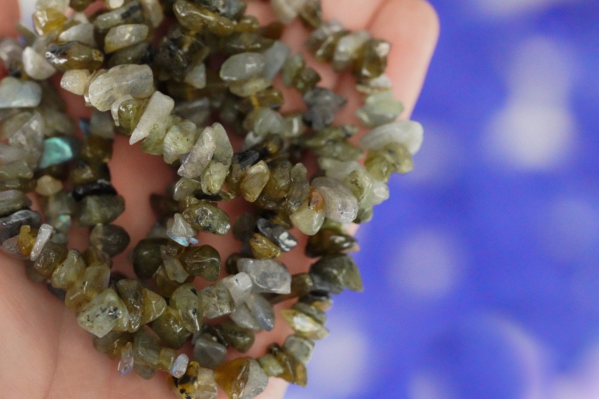 Labradorite Tumbled Stone Crystal Chip Bracelet
