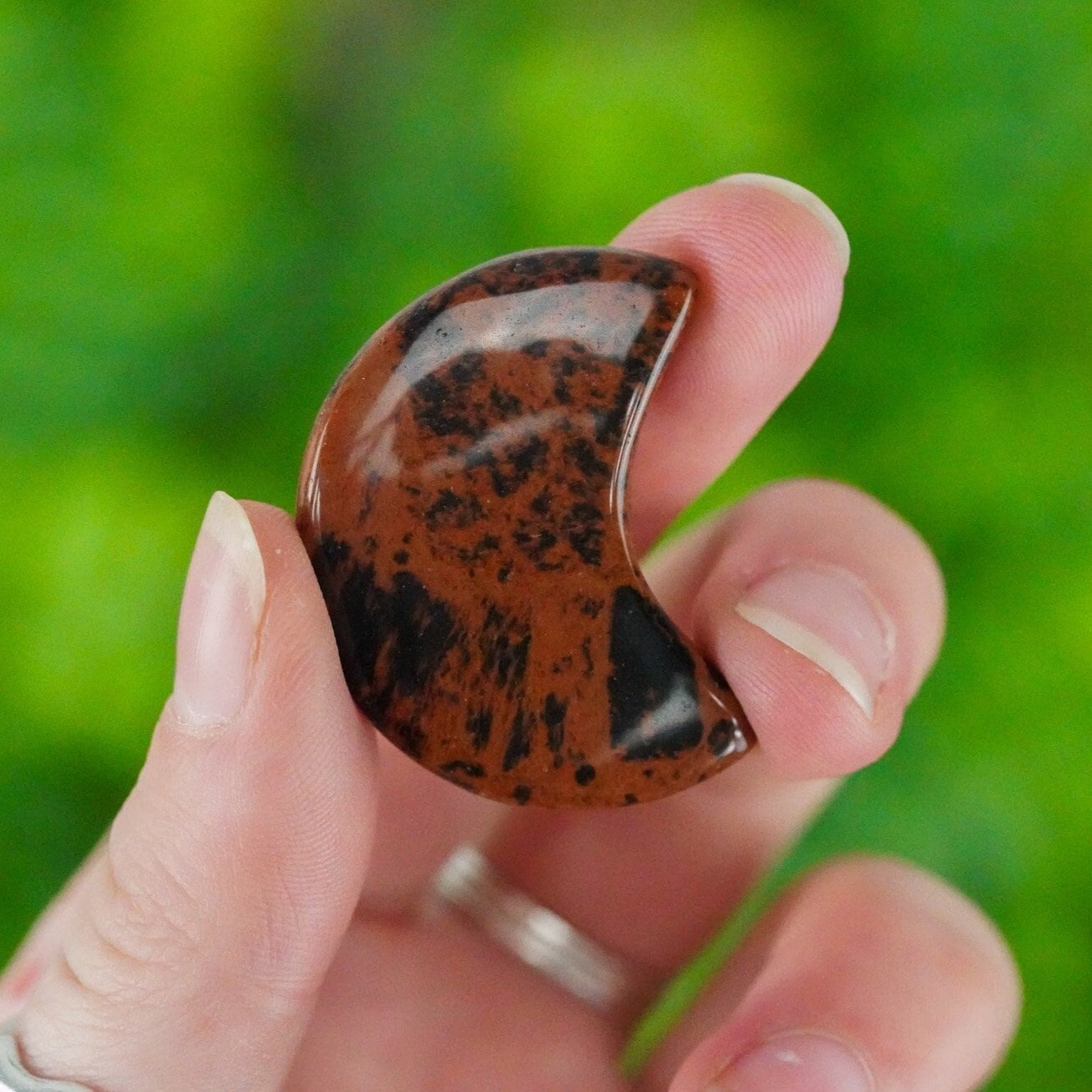 Red Obsidian Crystal Crescent Moon Mahogany Obsidian