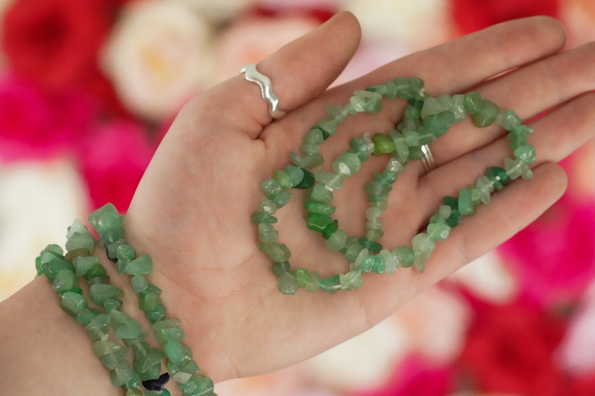 Green Aventurine Tumbled Stone Crystal Chip Bracelet