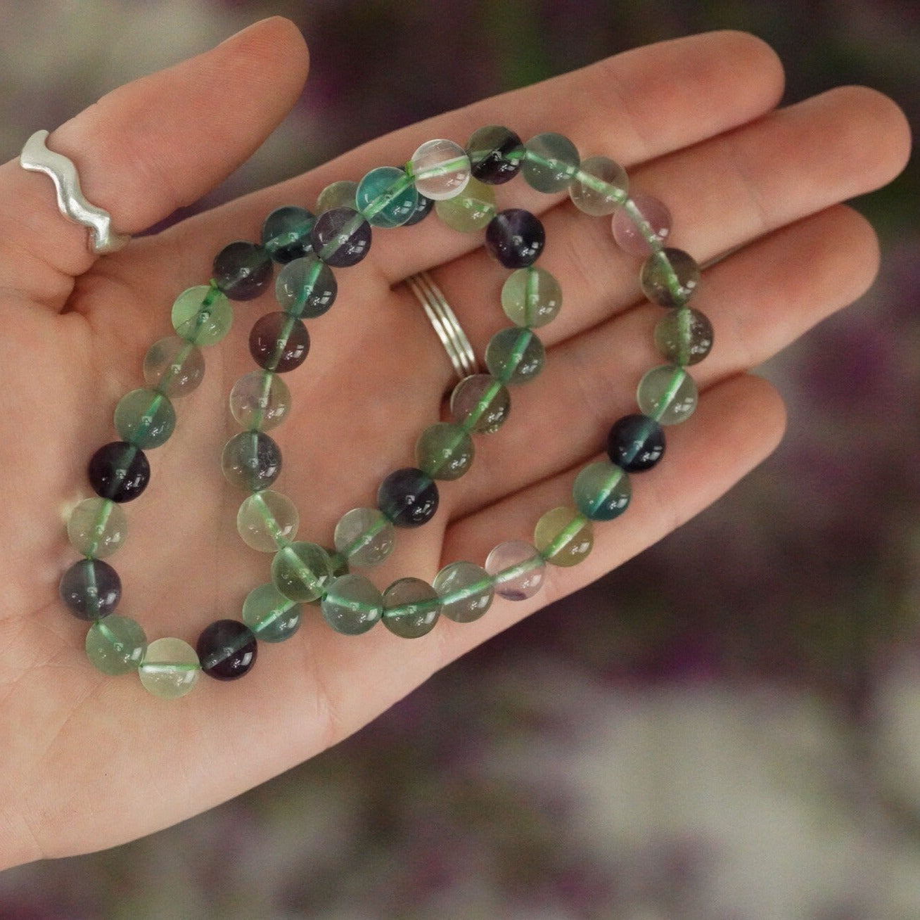 Rainbow Fluorite Bracelet 8mm Round Beads