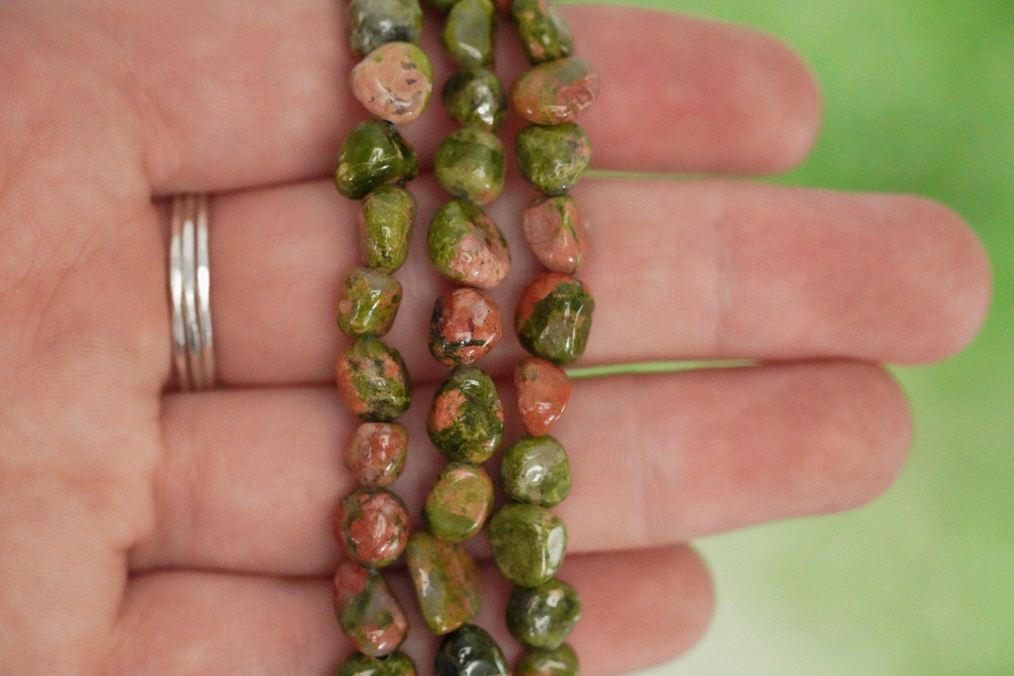 Unakite Tumbled Stone Bracelet