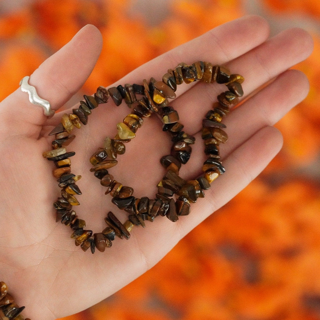 Tigers Eye Tumbled Stone Crystal Chip Bracelet