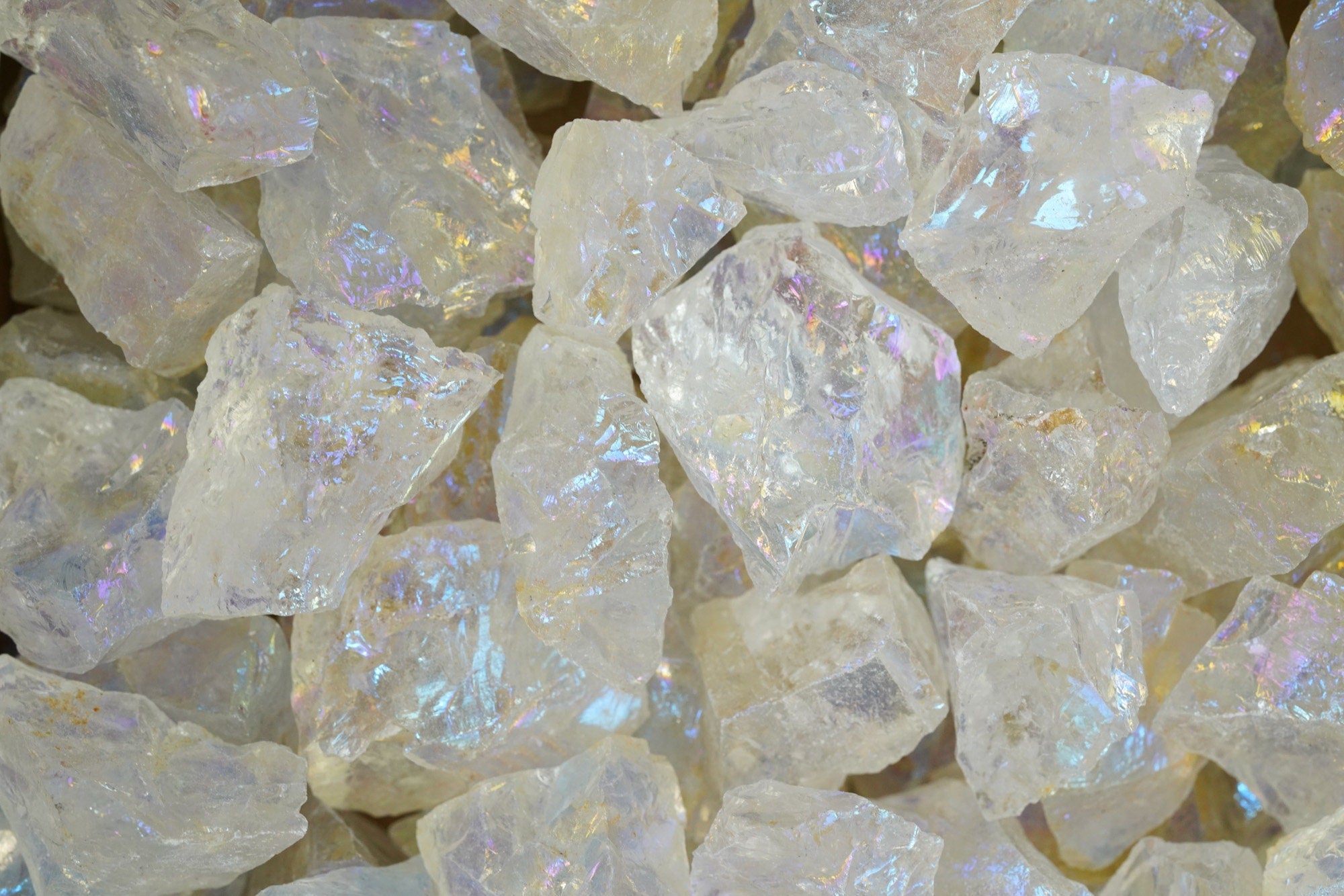 Raw Rainbow Aura Clear Quartz (Rough Angel Aura Quartz)