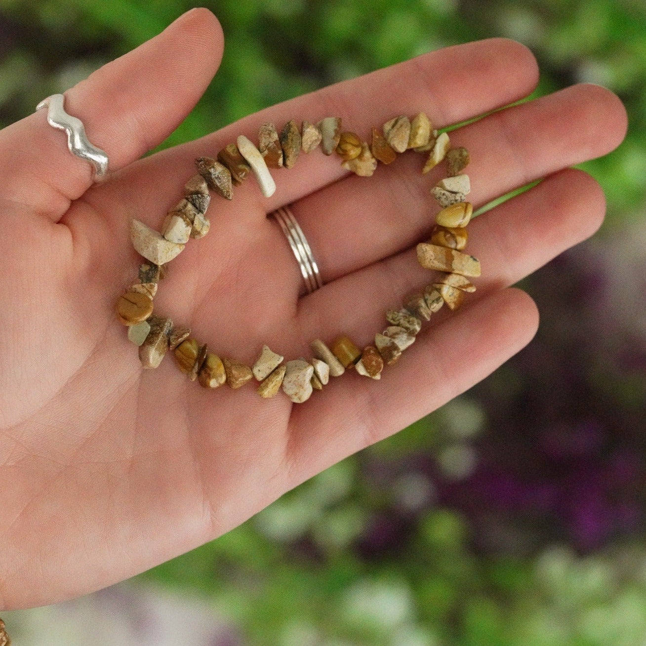 Picture Jasper Tumbled Stone Crystal Chip Bracelet