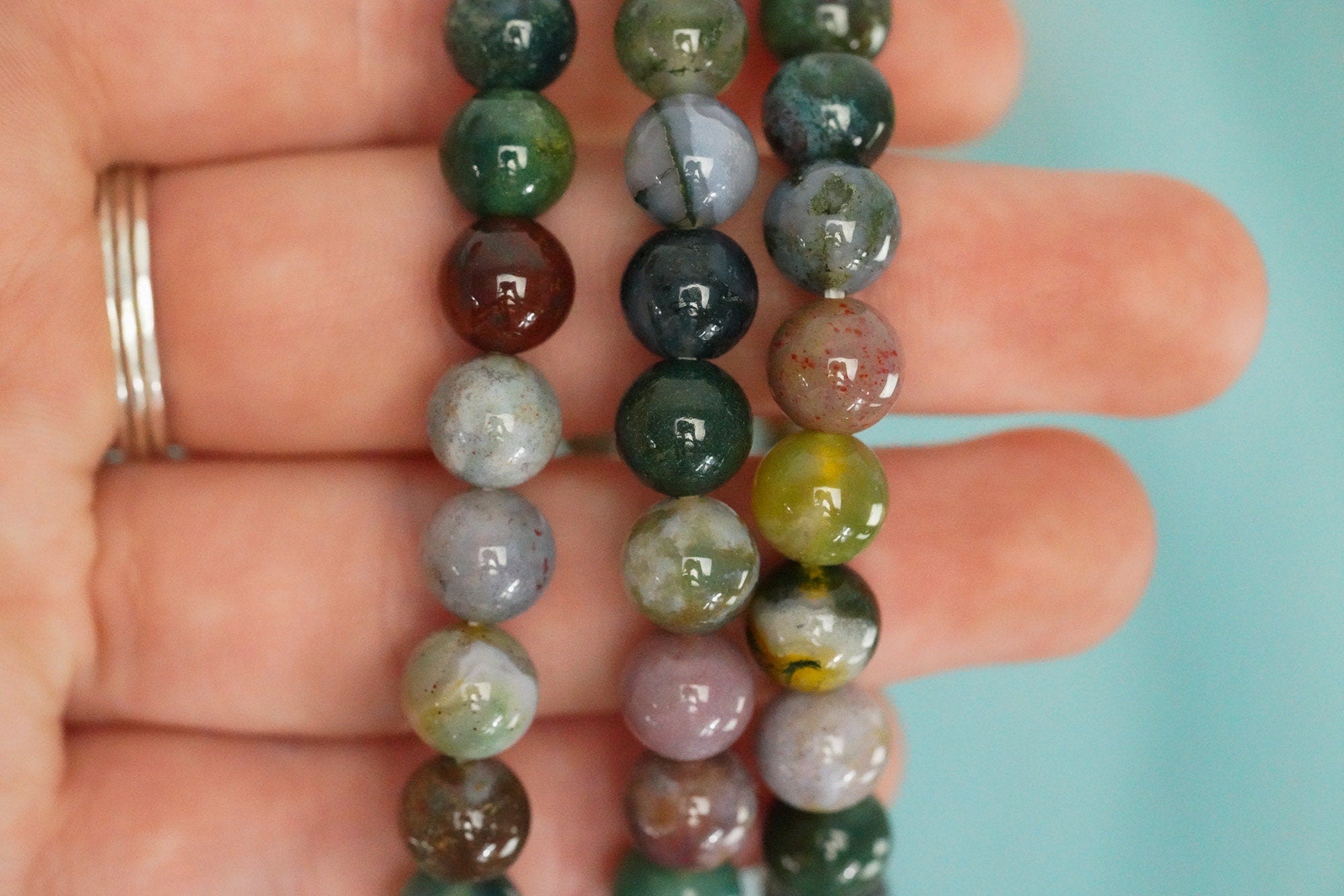 India Agate 8mm beads Stone Crystal Bracelet