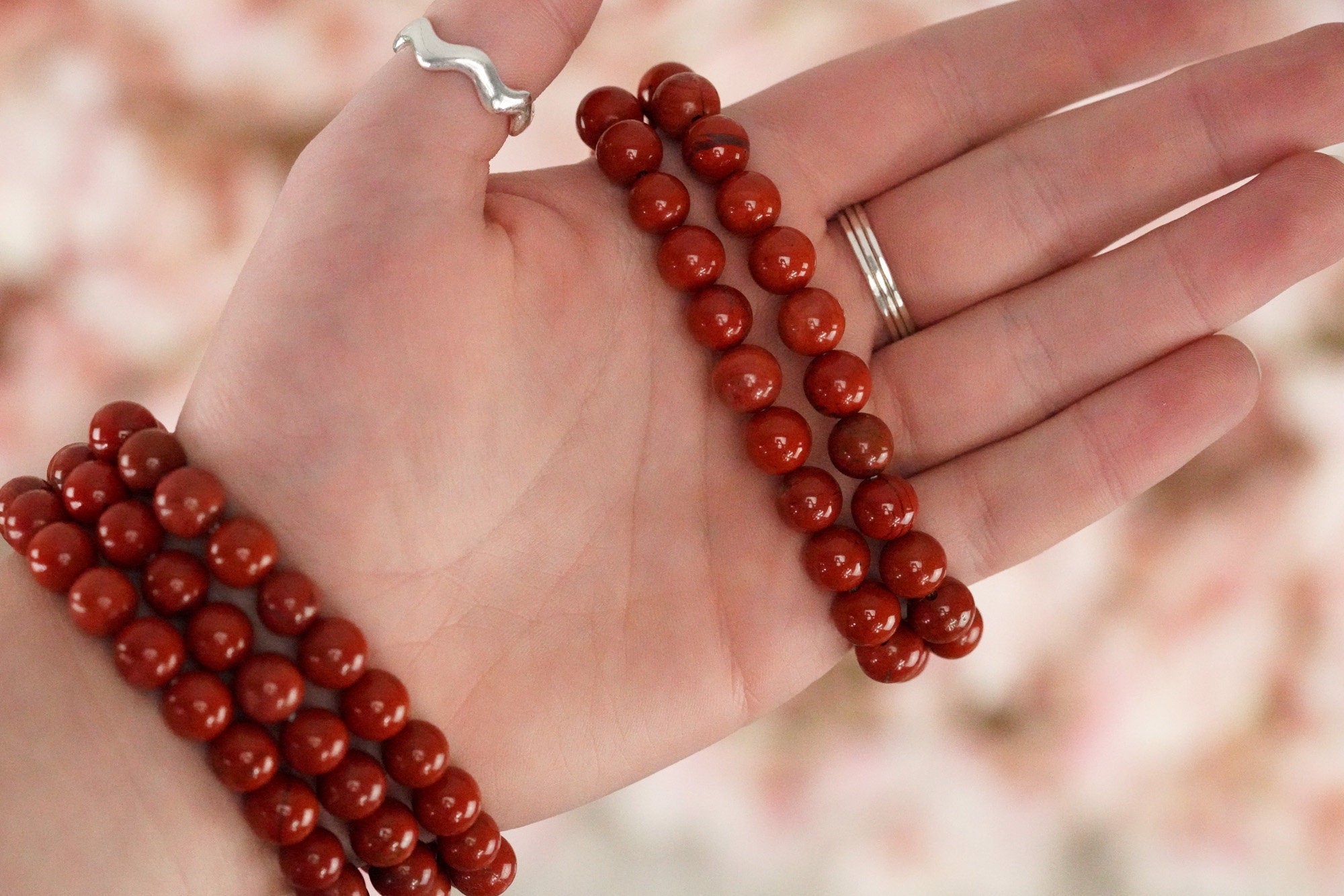 Red Jasper Bracelet 8mm Round Beads