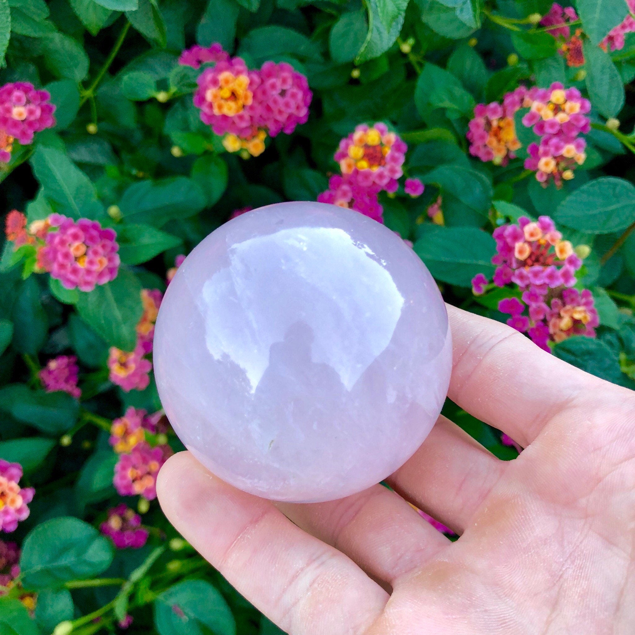 Rose quartz crystal ball