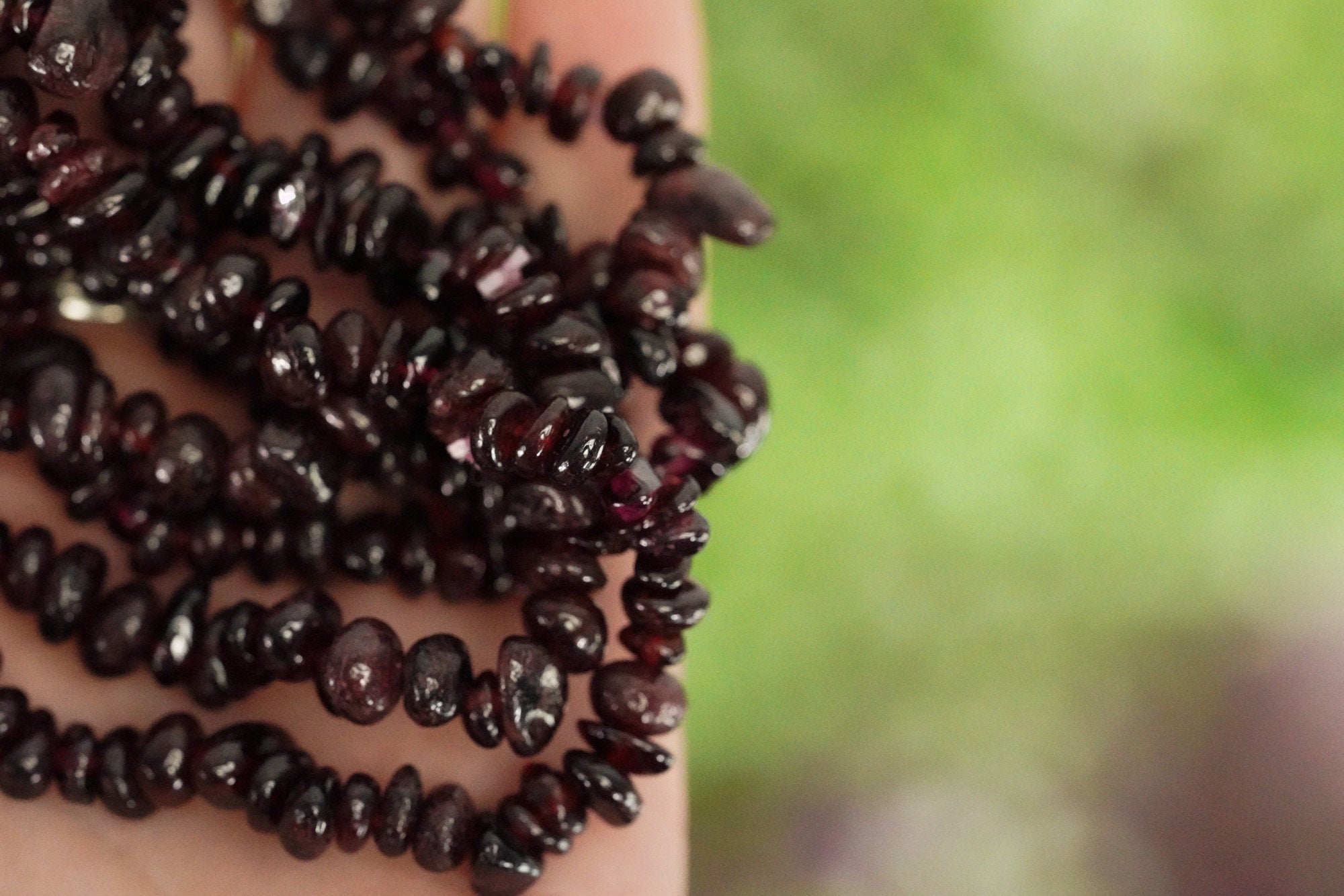 Garnet Tumbled Stone Crystal Chip Bracelet