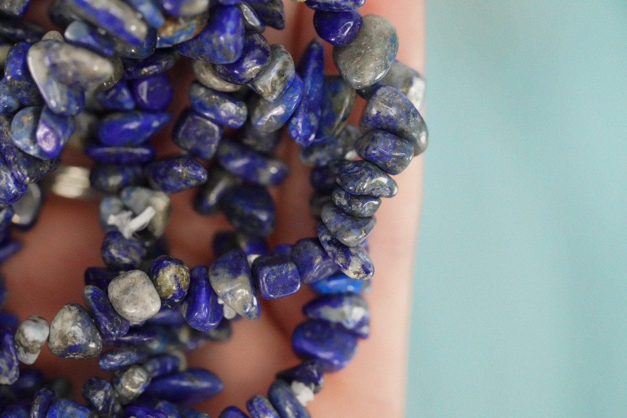 Lapis Lazuli Tumbled Stone Crystal Chip Bracelet
