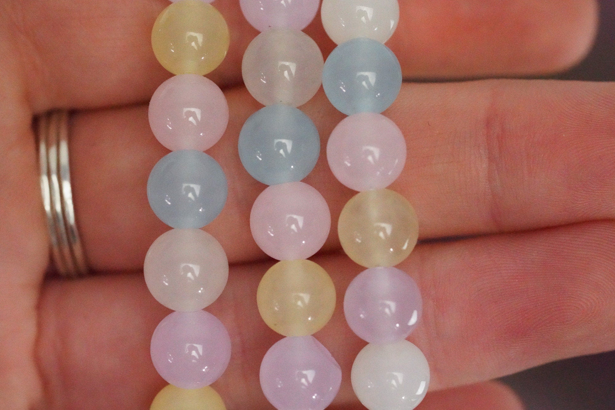 Morganite 8mm beads Stone Crystal Bracelet