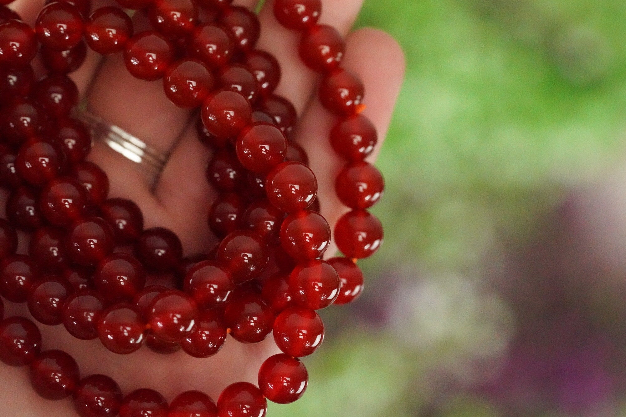 Carnelian 8mm beads Crystal Bracelet