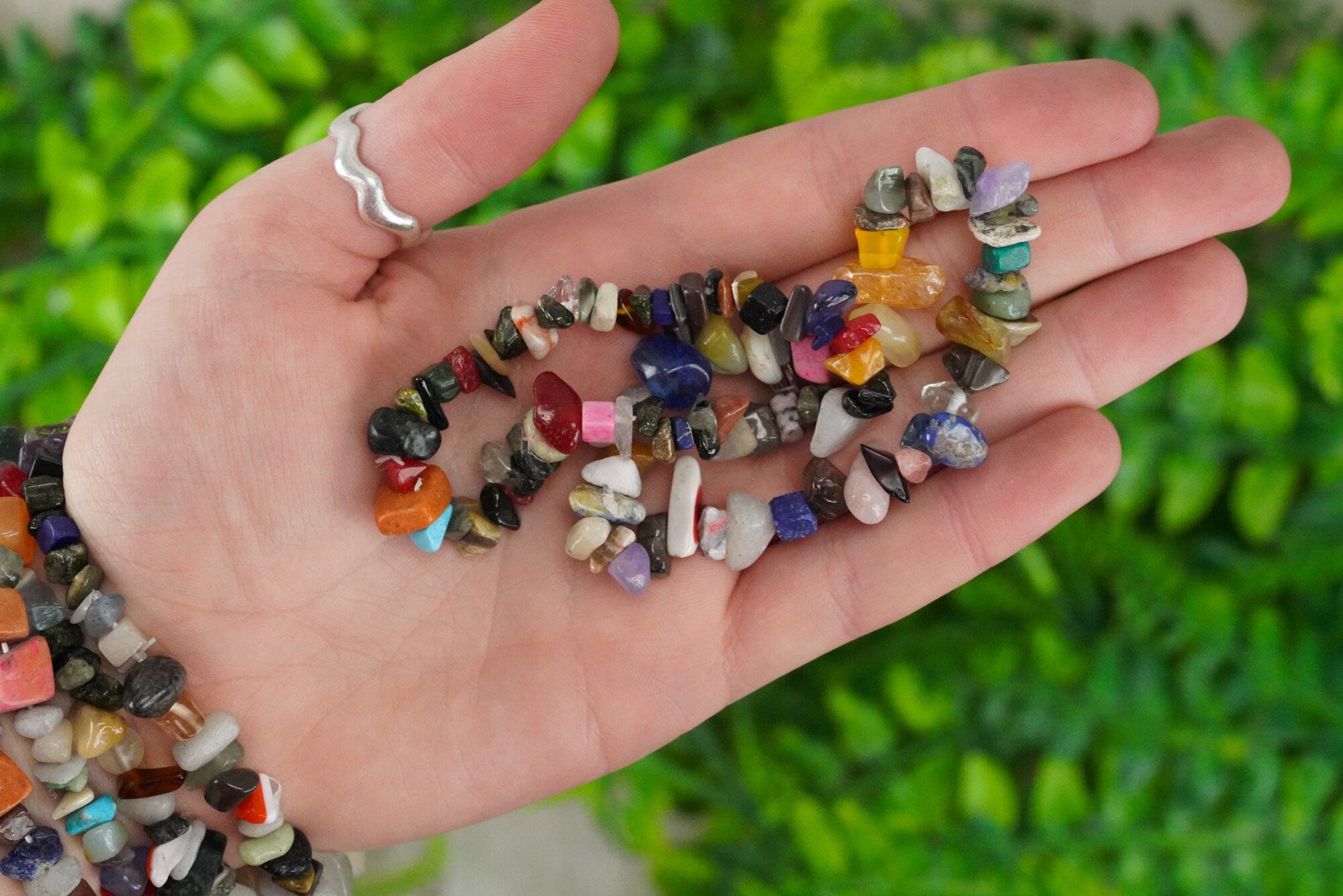 Mixed Crystals Tumbled Stone Crystal Chip Bracelet
